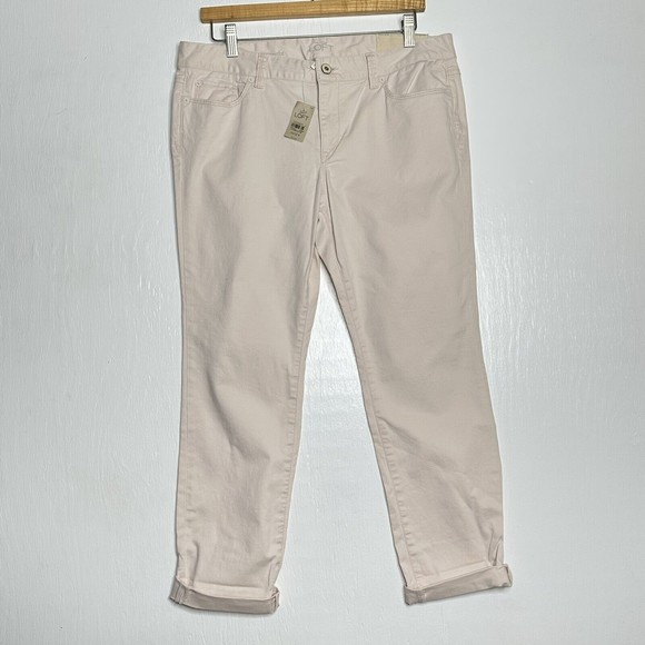 LOFT Pants - NEW Loft Womens Modern Straight Pants Size 12 Petite Light Pink Mid Rise Rolled